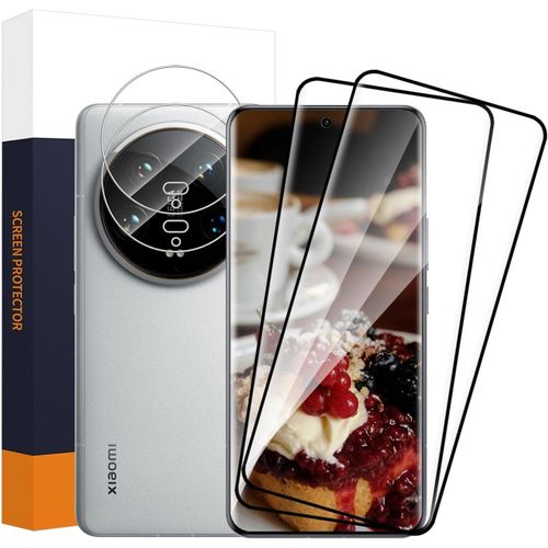 Kal-Verre Trempé Pour Xiaomi 14 Ultra 5g, 2+2 Pièces Vitre Protection+Caméra Arrière, Sans Bulles, 9h Dureté, 3d Plein Écran, Haute Sensibilité, Grande Clarté Xiaomi 14 Ultra Protection Écran