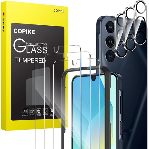 Khkui-Lot De 6 Protections D'écran, 3 X Verre Trempé Samsung Galaxy A16 4g / 5g Et 3 X Protection Caméra Arrière Avec Outil D'installation Facile, Dureté 9h Résistant Aux Rayures Sans Bulles D'air