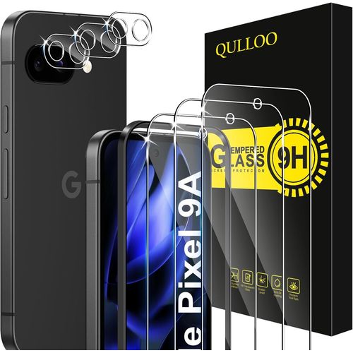 CAUC-Verre Trempé pour Google Pixel 9a, 3 Pièces Protecteur D'écran et 3 Pièces Caméra Arrière Protecteur, 9H Dureté Film Protection Écran HD Clarté Anti Rayures Vitre Protection