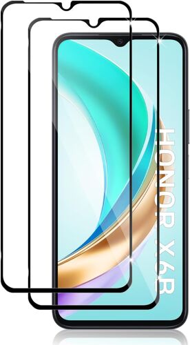 CAUC-Verre Trempé Pour Honor X6B/Honor X6B Lite,2 Pièces Ultra Résistant Film Protection écran(Noir), Sans Bulles,Film de Protection Écran Ultra HD Dureté 9H Anti Rayures, 2.5D Vitre Protecteur