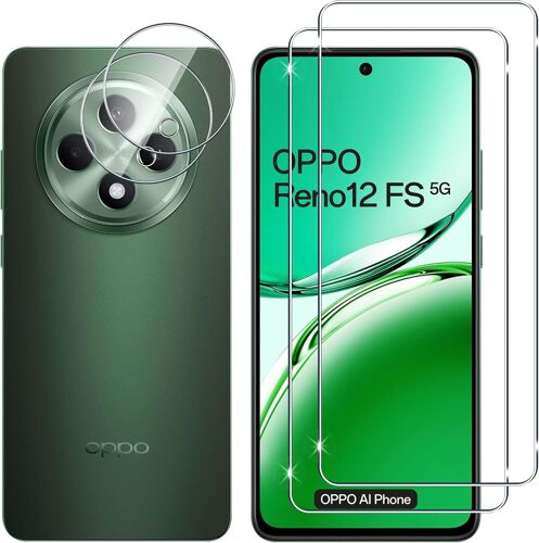 For Oppo Reno 12 F (4g/5g) / Oppo Reno 12 Fs (4g/5g) Tempered Glass, 2+2 Pieces Screen Protectors + Rear Camera Protector Film, Hd Scratch-Proof Bubble-Free Tempered Glass Screen Protectors