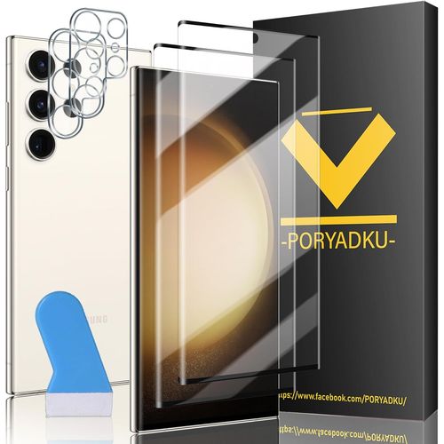 [2+2 Pièces] Verre Trempé Pour Samsung Galaxy S23 Ultra,2 Films De Protection + 2 Films Appareil Photo, Compatible Avec Déverrouillage Des Empreintes Digitales, Sans Bulles, 9h Ver[Tre890587]