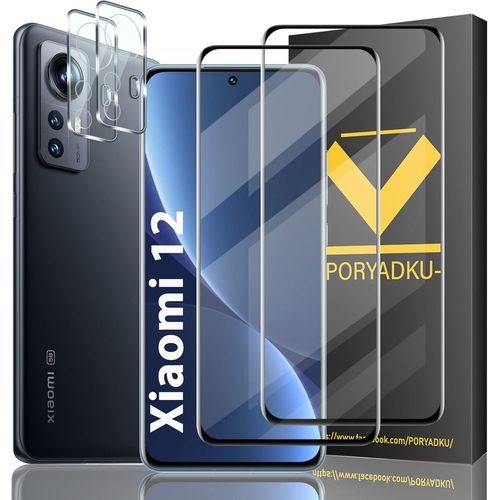Kal-Pièces] Verre Trempé Pour Xiaomi 12/12x, 2 Films De Protection + 2 Films D'appareil Photo, Anti-Empreintes Digitales, Sans Bulles, 9h Verre Pour Xiaomi 12/12x 5g