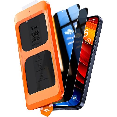 CAUC-Verre Trempé Anti Espion pour iPhone 12 Mini, Véritable Anti-Espion à 25°, Dépoussiérage Automatique, Sans Bulles, Dureté 9H, Coques de Téléphone Compatibles, 2 Pièces