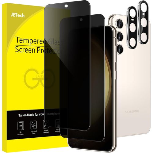 CAUC-Verre Trempé Anti-Espion pour Samsung Galaxy S23 5G 6,1 Pouces avec Protecteur Objectif de Caméra Arrière, Film Protection d'Écran, Compatible ID d'Empreinte Digitale, 2 Pièces Chacun