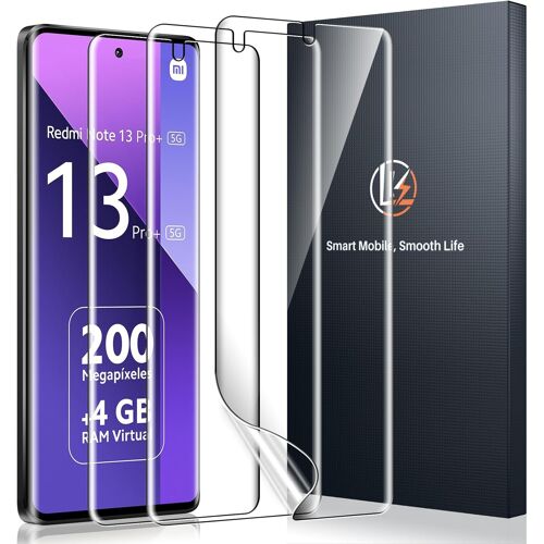 TRAHOO-Protection écran Film TPU compatible avec Redmi Note 13 Pro Plus, 3 films de protection [sans verre], couverture complète incurvée 3D, transparent HD, tactile sensible