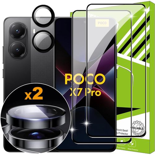 CAUC-Film pour Xiaomi POCO X7 Pro 5G Verre Trempé [2+2 Pièces] Caméra Arrière Protecteur Film + Protecteur d'écran HD Verre Trempé pour Xiaomi POCO X7 Pro 5G