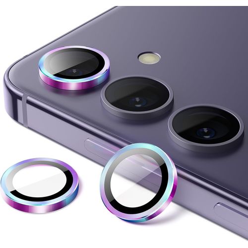 Protection Objectif Caméra Pour Samsung Galaxy S24 Plus, Couvercle D'anneau Individuel En Métal En Hd Verre Trempé 9h, Plateau D'installation Facile, Hd Transparent, 1 Série (Colorée)