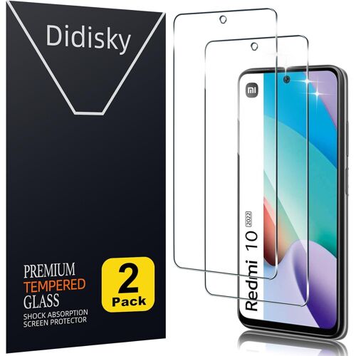 Pack Of 2 Tempered Glass Screen Protector For Xiaomi Redmi 10 2022, Redmi 10 2021 6.5 Inch (Not For Redmi 10 5g/10a/10c/10s), Scratch Resistance, 9h Hardness, No Bubbles