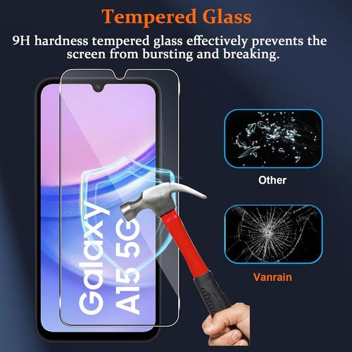 Verre Trempé Pour Samsung Galaxy A15 5g/4g. 2+2 Pièces Protection D'écran Film Et Caméra Arrière Protecteur. 9h Dureté Haute Définition Sans Bulles