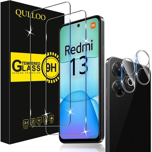 Verre Trempé Pour Xiaomi Redmi 13 4g / Poco M6 4g [2 Pièces] + Caméra Protecteur [2 Pièces], Protecteur D'écran Ultra Résistant Dureté 9h Film Protection Écran Hd Transparent
