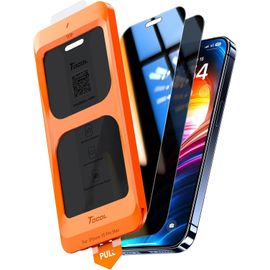 CAUC-Verre Trempé Anti Espion pour iPhone 15 Pro Max, Véritable Anti-Espion à 25°, Dépoussiérage Automatique, Sans Bulles, Dureté 9H, Coques de Téléphone Compatibles, 2 Pièces