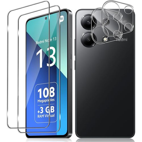 Cauc-Verre Trempé Pour Xiaomi Redmi Note 13 4g, 2 Pièces Protection D'écran Film Pour Redmi Note 13 4g, 9h Dureté Haute Définition Sans Bulles