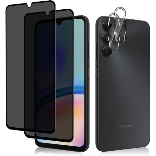 CAUC-[2 + 2 Pièces Anti-Espion Verre Trempé + Caméra Arrière Protecteur Compatible avec Samsung Galaxy A05s, 9H Dureté Anti-Peeping Protection D'écran, Privacy Verre Trempé pour Galaxy A05s