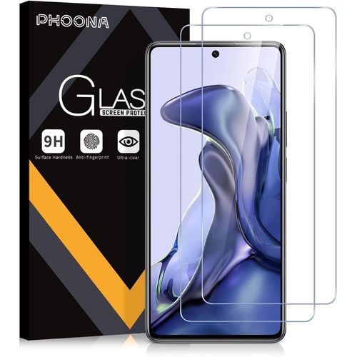 Verre Trempé Pour Xiaomi 11t/ Mi 11t Pro, Lot De 2 Xiaomi 11t Verre Trempé Protections D'écran, Dureté 9h Glass, Anti Rayures, Sans Bulles, Haute Définition(6,67 Pouces)