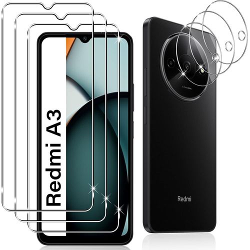 CAUC-3 Pièces Verre Trempé pour Xiaomi Redmi A3/Redmi A3X, 3 Pièces Caméra Arrière Protecteur,9H Dureté/Anti-Rayures/Sans Bulles/Ultra Résistant,Protection écran