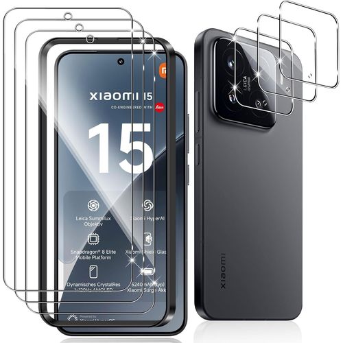 Kal-3 Pièces Verre Trempé Pour Xiaomi 15, 3 Pièces Caméra Arrière Protecteur,9h Dureté/Anti-Rayures/Sans Bulles/Résistant Protection Écran