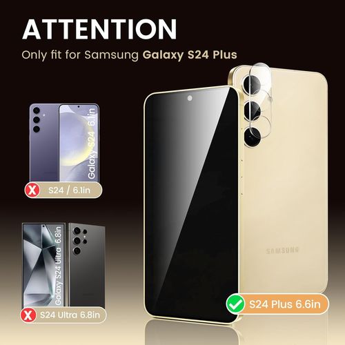 Verre Trempé Anti-Espion Pour Samsung Galaxy S24 Plus, Film Protection D'écran, Film Protection Ecran, Anti-Rayures Verre Trempé, 2+2 Pièces