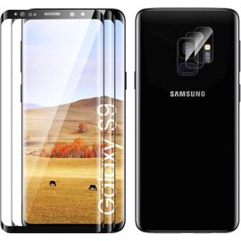 Verre Trempé Pour Samsung Galaxy S9 Plein Écran, Affaire Classée Protection Écran, Bord À Bord, Sans Bulle, Anti-Scratch, 2 Pièces Verre Trempé + 2 Pièces Caméra Protection Écran