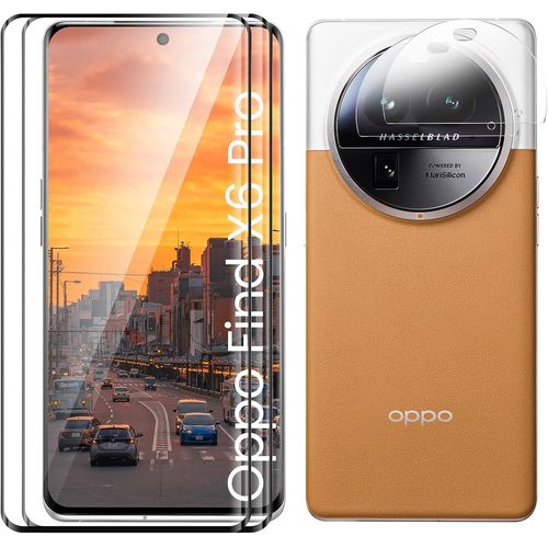 Verre Trempé Pour Oppo Find X6 Pro, Film Protection Écran, [Sans Bulles D'air] [Ultra Résistant] [Anti-Rayures] 2 Pièces Protection Écran + 2 Pièces Caméra Protection Écran