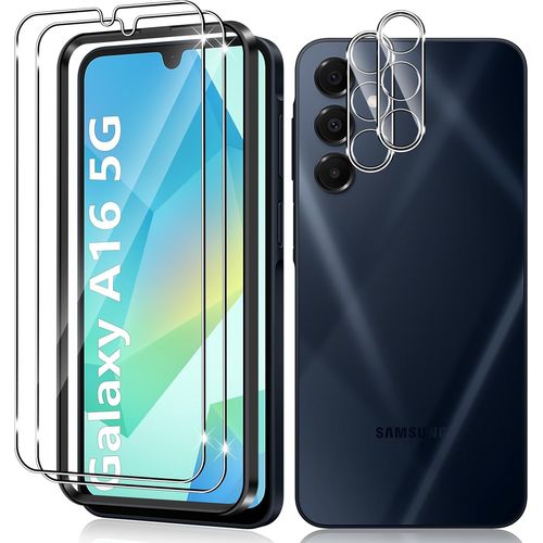Kal-Verre Trempé Pour Samsung Galaxy A16 4g / 5g, 2+2 Pièces Protection D'écran Film Et Caméra Arrière Protecteur Avec Outils D'installation, 9h Dureté Haute Définition Sans Bulles