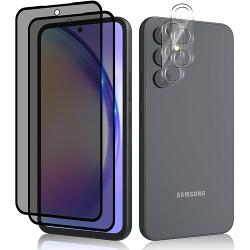 Anti-Espion Verre Trempé + Caméra Arrière Protecteur Pour Samsung Galaxy S23 Fe 5g, [2 + 2 Pièces] 9h Dureté Anti-Peeping Protection D'écran, Privacy Verre Trempé Pour Samsung Galaxy S23 Fe 5g