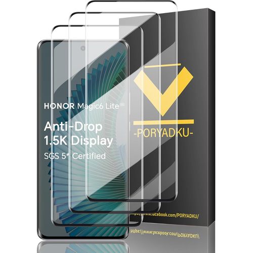 CAUC-Protection D'écran pour Honor Magic 6 Lite 5G 6,78 Pouces, Verre Trempé 3 Pièces, Anti-empreintes digitales, 9H Dureté, Sans Bulle