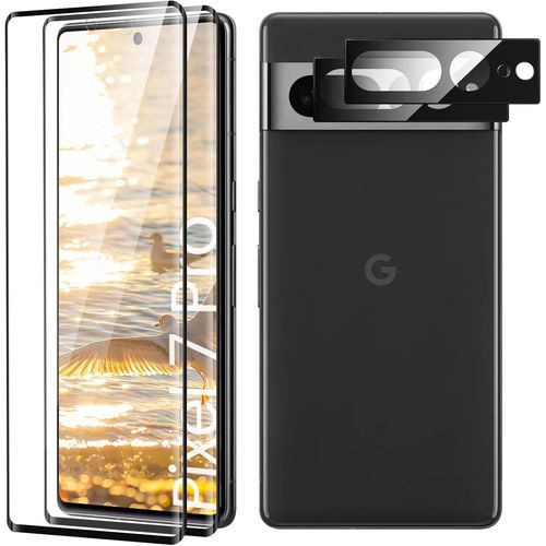 Verre Trempé Pour Google Pixel 7 Pro Plein Écran, Affaire Classée, Bord À Bord, Sans Bulle, Anti-Scratch, 2 Pièces Protection Écran + 2 Pièces Caméra Protection Écran
