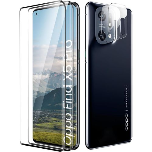 KAL-Verre Trempé Pour Oppo Find X5 Pro, Film Protection Écran, [Sans Bulles D'Air] [Ultra Résistant] [Anti-Rayures] 2 Pièces Protection Écran + 2 Pièces Caméra Protection Écran