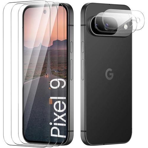 Tempered Glass Screen Protector For Google Pixel 9 Full Screen, Edge-To-Edge, Bubble-Free, Anti-Scratch, 3 Pieces Tempered Glass + 2 Pieces Camera Screen Protector