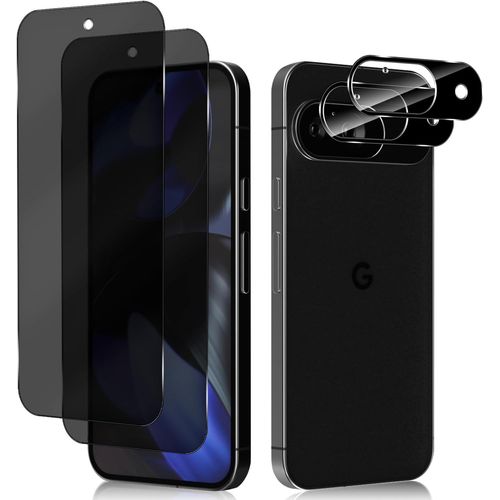 [2 + 2 Pièces Anti-Espion Verre Trempé + Caméra Arrière Protecteur Compatible Avec Google Pixel 9 5g, 9h Dureté Anti-Peeping Protection D'écran Pour Google Pixel 9 5g