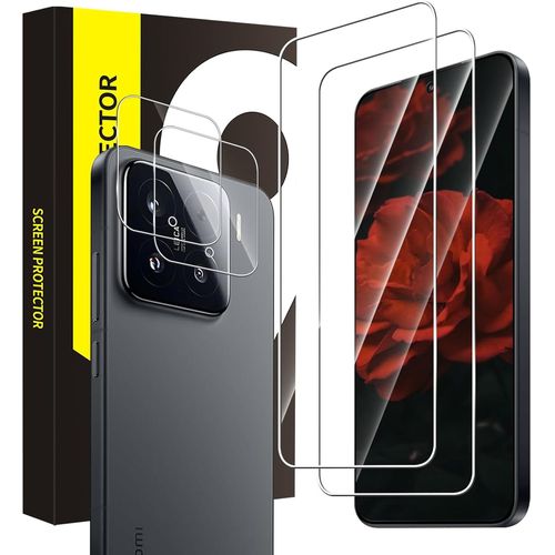 Verre Trempé Pour Xiaomi 15 5g,Dureté 9h Rayures Protection Écran,2,5d Transparent,Pas De Bulles,0,33mm Tactile Sensible,2+2 Pack Ultra Slim Hd Xiaomi 15 Vitre Protection+Caméra Film