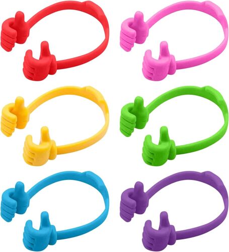 JGD-6 Pièces Supports de Téléphone Pouce Levé, Pouce Haut Support de Téléphone Portable, Support de Tablette en Silicone Flexible Réglable Universel pour Smartphone de Bureau