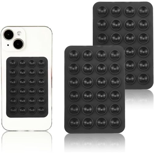 MDY-Lot de 2 supports de téléphone à ventouse en silicone, mains libres, miroir de douche, vidéos et selfies Tiktok (noir)