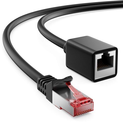 0.5m Cat6 Extension Cable for Ethernet LAN Internet Network - RJ45 Male to Female S/FTP PiMF 250MHz Copper - Black