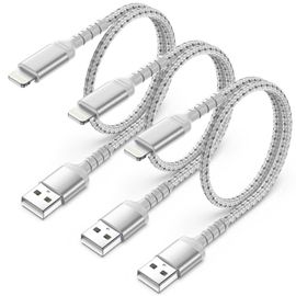 Câble Iphone Court [50Cm, 3Pack], Certifié Mfi 0.5M Cable Lightning Nylon Tressé Résistant Charge Rapide Cable Chargeur Pour Apple Iphone 14 13 12 11 Pro Max Xs X 8 7 6 Plus Se Ipad Air/Mini