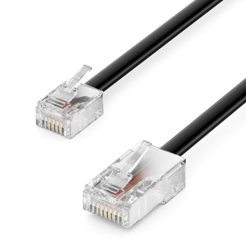 TIANYI-6m Câble Téléphonique RJ11 vers RJ45 Câble Modulaire Câble Plat Prise RJ11 vers Prise Réseau RJ45 Prise Téléphonique Modem Routeur Fax ISDN DSL VDSL Internet Noir