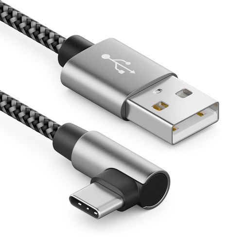 0,5m Câble USB A vers USB C - C Mâle 90° Coudé - Câble de Charge Court 50cm A vers C pour iPhone 15 16 Pro Max Samsung S25 S24 S23 Pixel iPad Pro MacBook Air Tablets Switch PS5