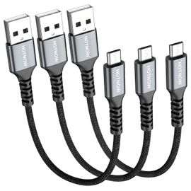 Câble Micro USB court 0,3 m 3 pcs,30 cm câble de chargeur Android câble de charge rapide pour Samsung Galaxy S7 S6 S7 Edge S5,note 5,PS4,Banque d'alimentation