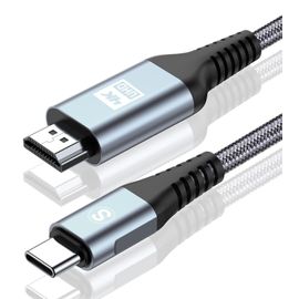 TIANYI-4K Câble USB C vers HDMI 5M, Câble USB type C vers HDMI,Thunderbolt 3/4 Compatible avec iPhone 17 16 15 Pro/Max,Galaxy S25/S24/S23/S22/S21/S20,MacBook/Air 2020,iPad Air,iPad Pro 2021,iMac,XPS