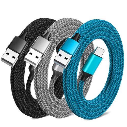 KALANKA-Câble USB C [1.8M/Lot de 3], Câble de Charge Rapide de Type C, serré USB a vers Câble C pour Samsung Galaxy, Google pixel, HTC, Sony XZ, oppo, etc.