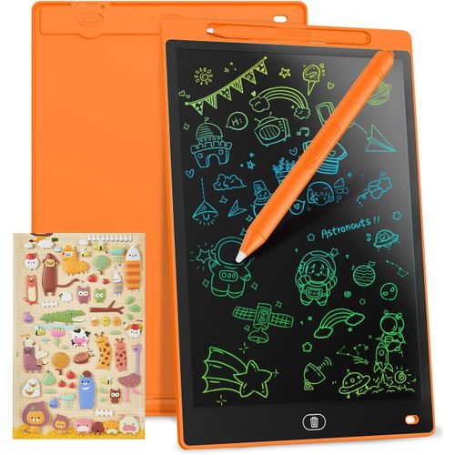 KALANKA-Tablette graphique LCD Écriture colorée de 10 pouces, tableau de dessin effaçable portable, cadeau pour enfants, tablette graphique pour jeux enfants 2 3 4 5 6 7 ans filles (orange)