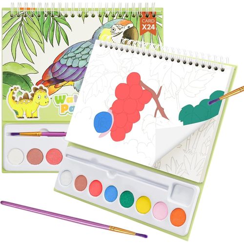 KALANKA-Aquarelle Peinture, Livre de Coloriage d'animaux, Portable Livres de Coloriage Sans Désordre Avec Peintures Et Pinceaux Activites Manuelles Papier de Peinture Aquarelle pour Enfants