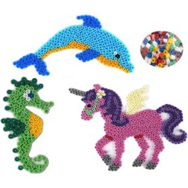 KALANKA-Lot de plaques à stylos (300 dauphins, 313 hippocampes, 315 licornes) + 100 perles à repasser colorées + instructions de repassage dans un sachet blister (français non garanti)