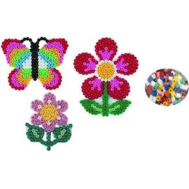 KALANKA-Happy Price Toys Midi Lot de 63 sachets pour plateau à crayons, petites fleurs, papillons et fleurs dans un sachet blister + 100 perles à repasser colorées