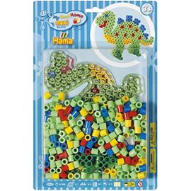 KALANKA-- 8909 - Loisirs Créatifs - Blister 250 Perles à Repasser + 1 Plaque - Taille Maxi - Dinosaure, Colorées