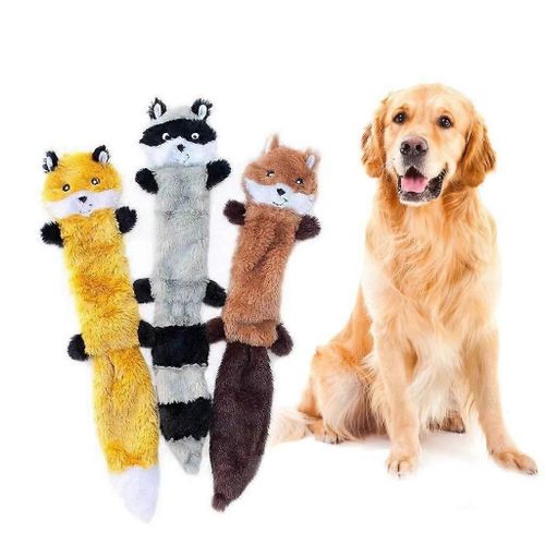 Lot De 3 Jouets En Peluche Pour Chien, Jouets Couineurs, Jouets En Peluche Pour Chien Avec Son, Jouets À Mâcher Pour Chien, Jouets Interactifs, Raton Laveur S