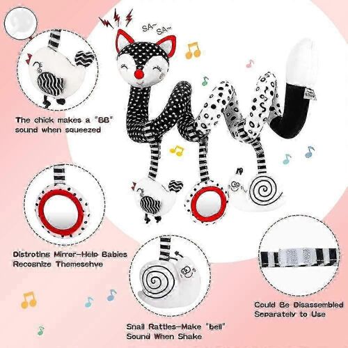 Jouets En Peluche Spirale Oarifun Pour Bébé, Jouet De Poussette Noir Et Blanc, Jouet D'activité En Spirale Extensible, Jouets De Siège Auto, Jouets À Contraste Élevé, Poussette Bébé Suspendue