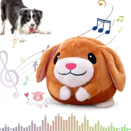 Jouet En Peluche Pour Animal De Compagnie Actif Et Mobile, Jouet Électronique Interactif Pour Chien, Jouet Couineur Mobile Pour Chien, Jouet Interactif Mobile Pour Chien Avec Enregistrement-Brun