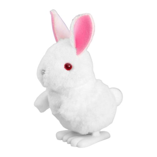 Jouet mécanique animal, lapin sauteur sans piles, kangourou en peluche, jouet interactif de divertissement, jouet à remonter pour maternelle, cadeau de fête-Blanc